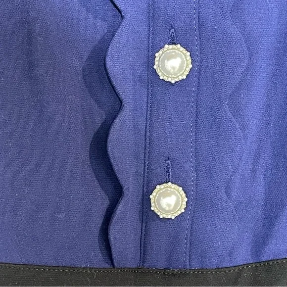 Anthropologie Maeve Puff-Sleeve Colorblock Scallop Pearl Romper Dress Size 6 - Picture 10 of 14